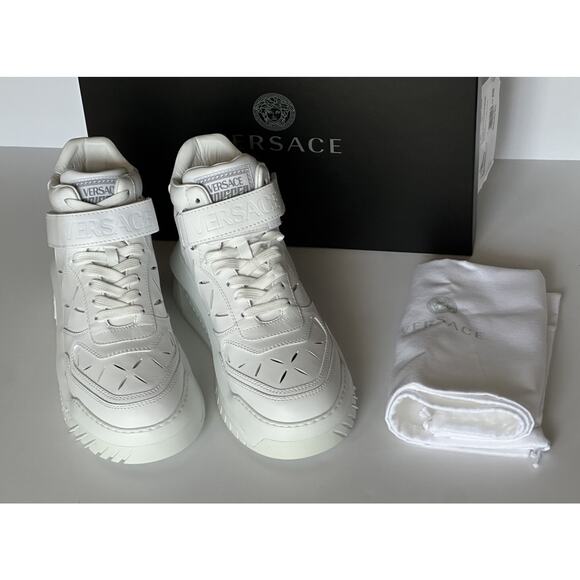 Versace Men\'s Laserata Leather Sneakers White 14 US (47 Euro) 1008964 NWT $1175 main image 12